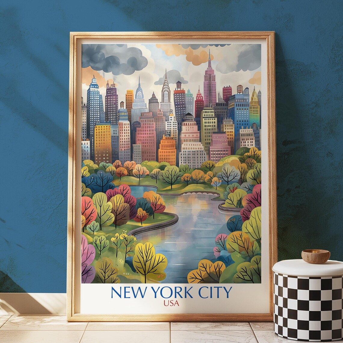 New York City Central Park Skyline Travel Poster