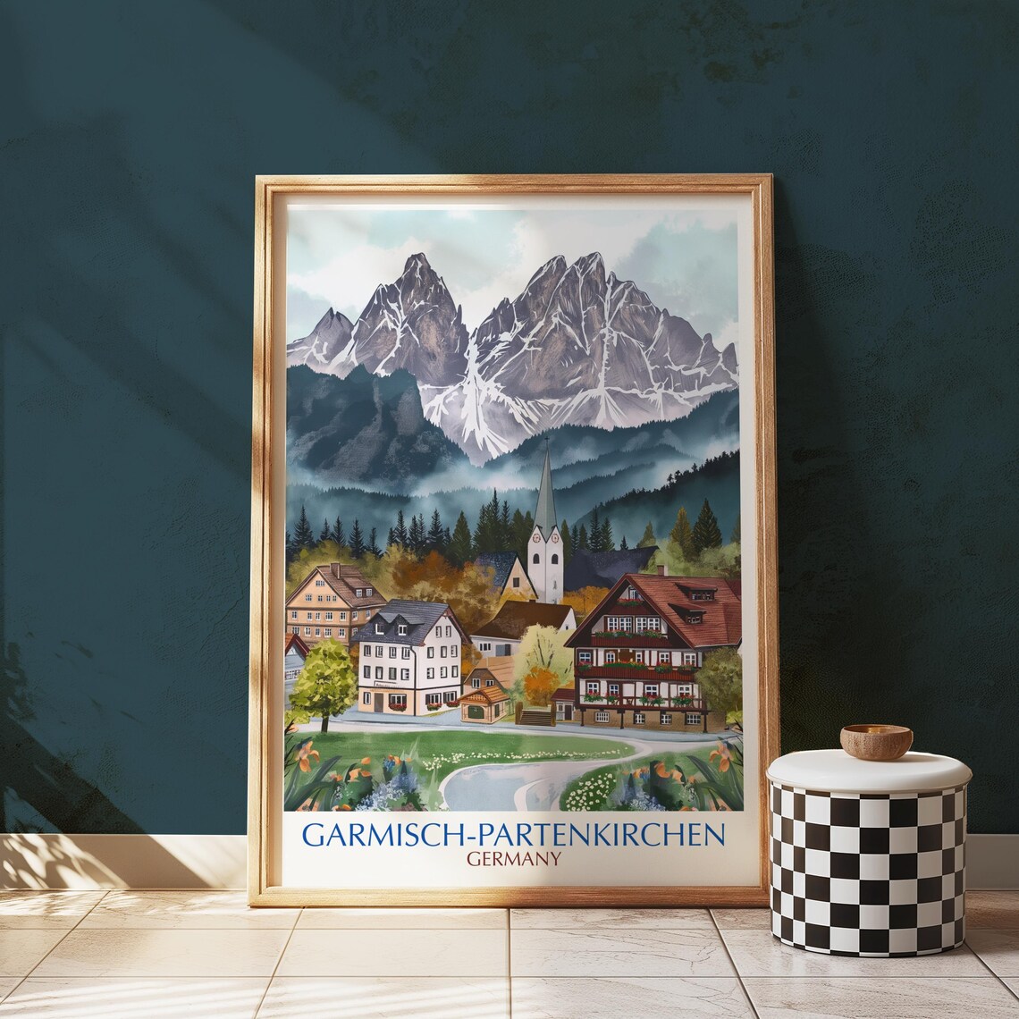 Garmischpartenkirchen Travel Poster, Bavarian Alps