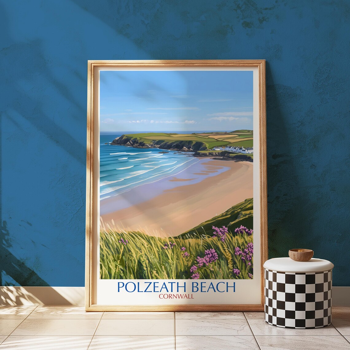 Polzeath Beach Cornwall Coastal Travel Poster