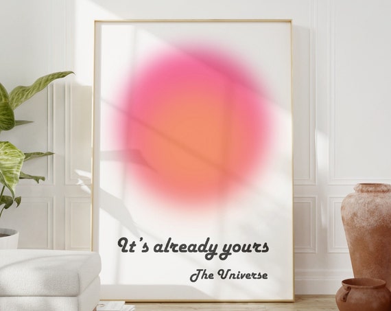 Its Already Yours Manifestation Poster Retro Print Affirmation Wall Art Manifest Aura Print 70s Wall Art Retro Print
