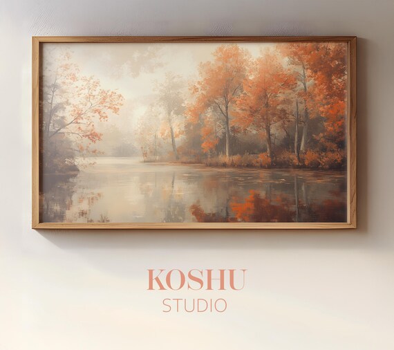 Japanese Autumn River Art Print