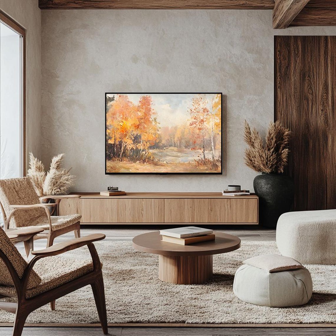 Golden Autumn Trees Beside a Still Lake Warm Fall Landscape Poster - Image 4