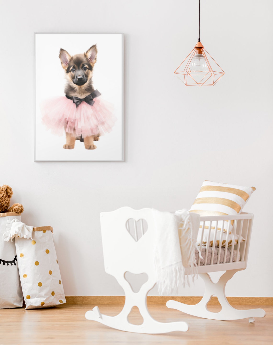 German Shepherd Puppy in Pink Tutu with Black Bow Ballet Poster - Image 3