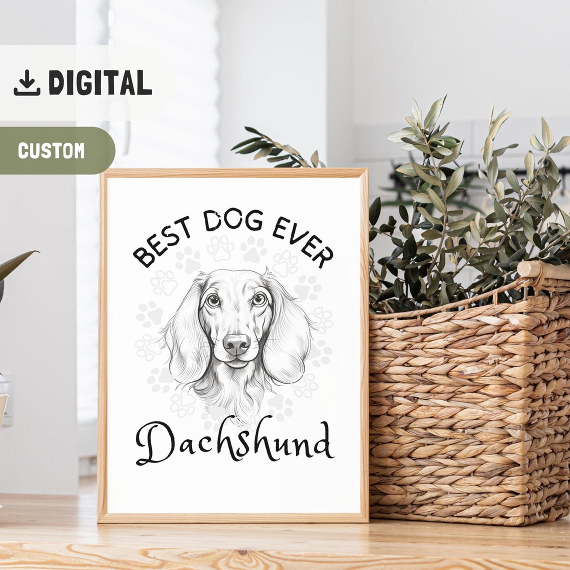 Best Dog Ever Dachshund Sketch Breed Poster Gift for Dog Lovers