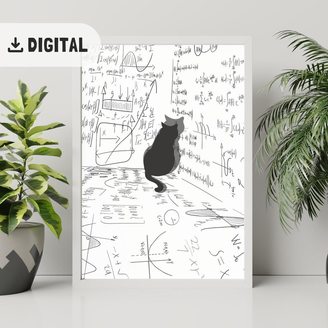 Funny Science Cat Art Print, Math Classroom Decor