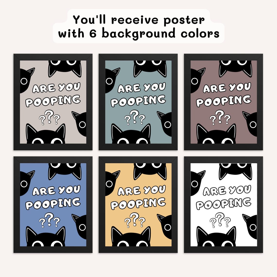 Are You Pooping with Question Marks Peeking Black Cats Poster - Image 2
