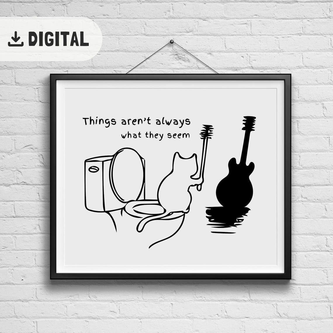 Things Are Not Always What They Seem Funny Cat Guitar Shadow Poster