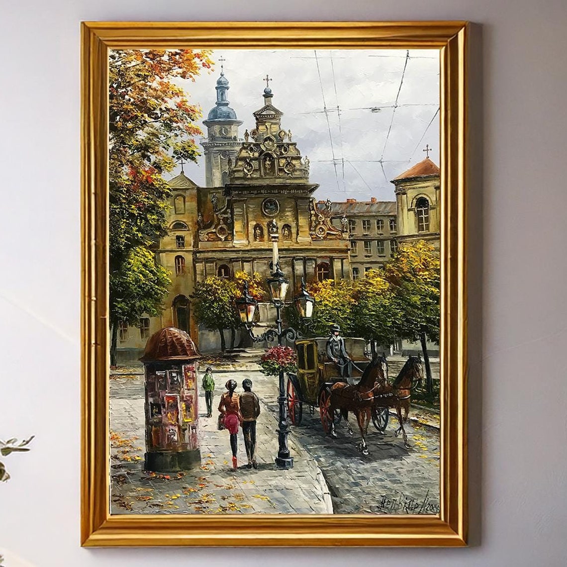 Small Town Painting Original City Street Painting On City Scape Art Old Town Artwork Ukraine Lviv Oil Painting City Scene Artwork - Image 2