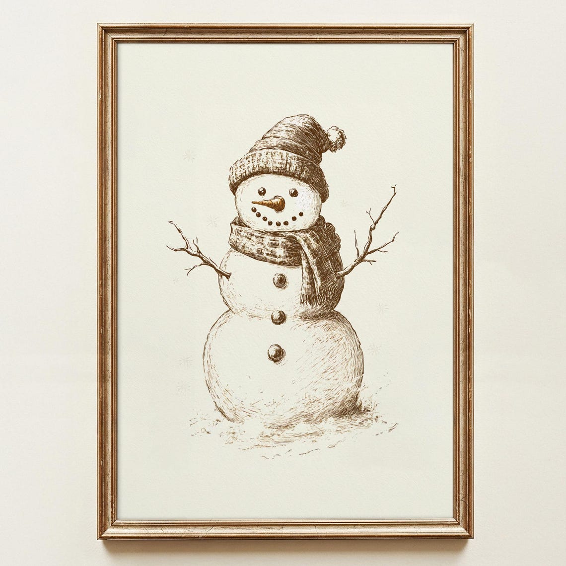 Rustic Snowman Winter Holiday Art Print