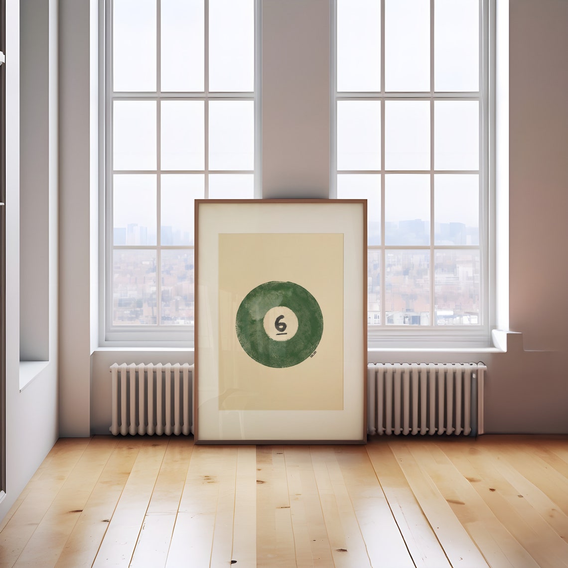 Green Six Ball Pool Billiards Vintage Hand Drawn Retro Game Poster - Image 5
