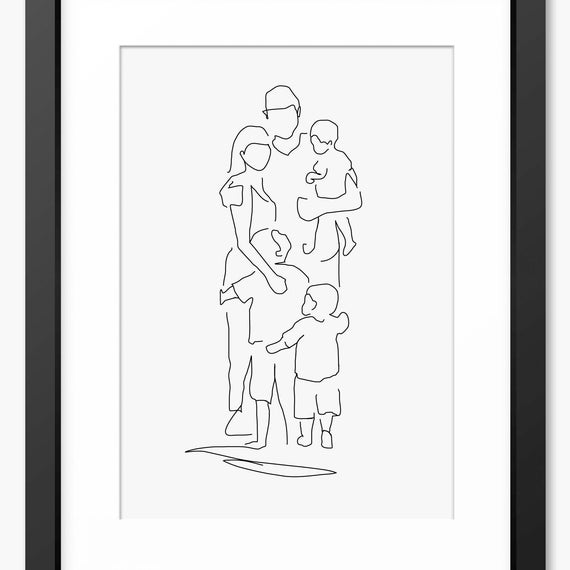 Family Line Art Family Drawing Family Print Family Portrait Gift For Mom Family Gift Print Personalised Gift For Family Family Art