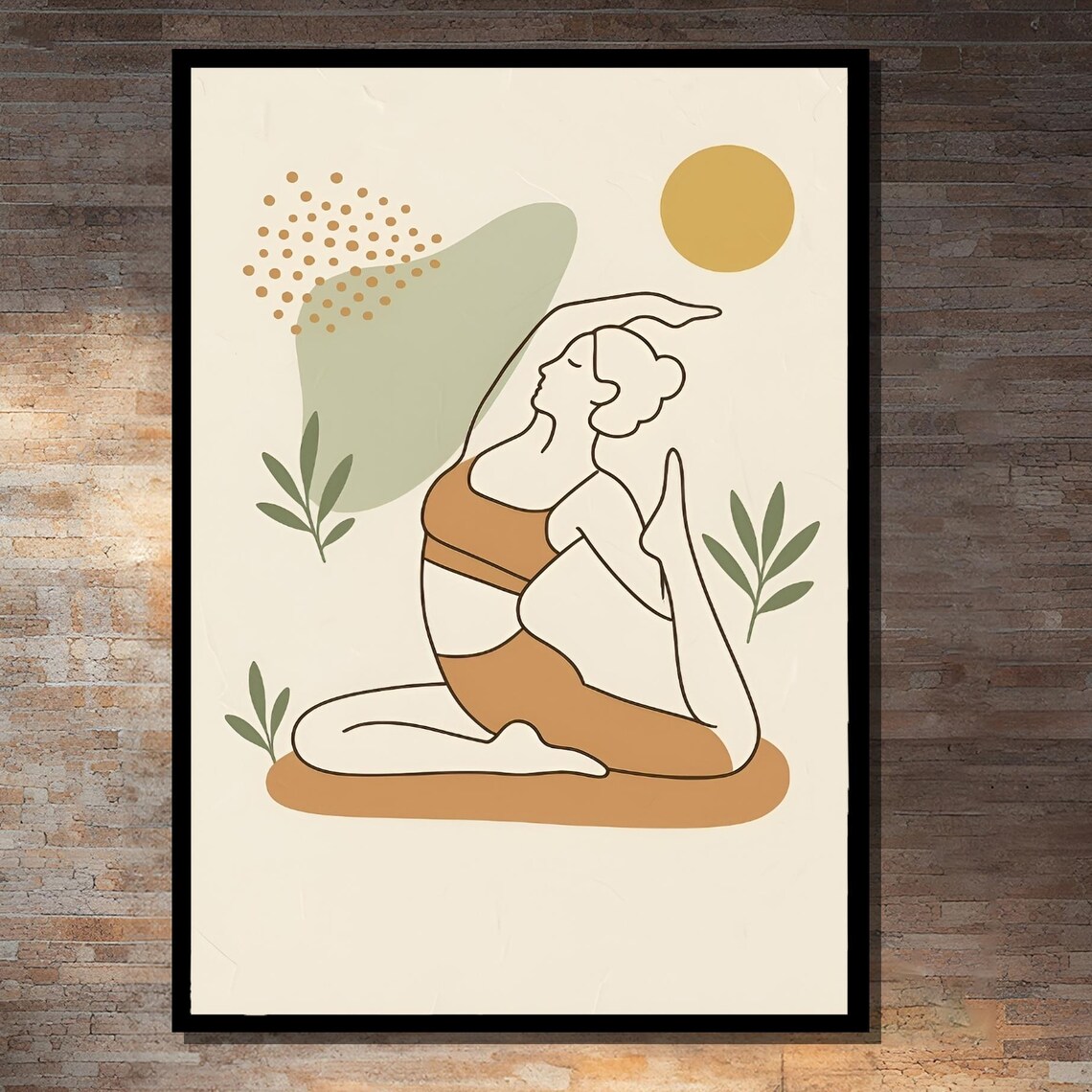 Minimalist Yoga Woman Line Art, Office Wall Art Print