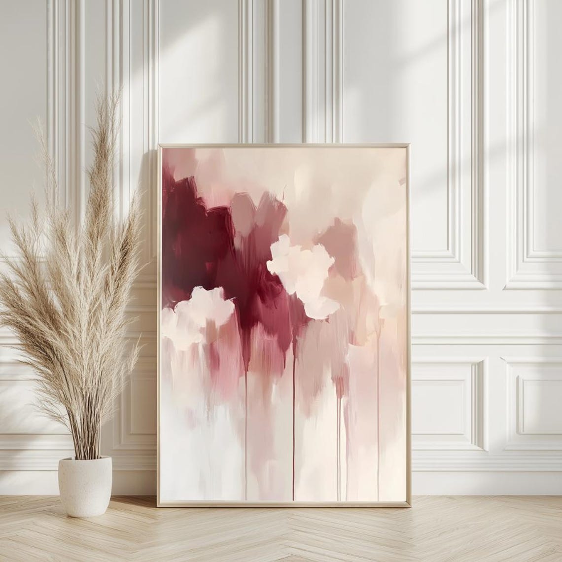Burgundy Maroon Cloud Abstract Paint Drip Modern Neutral Poster