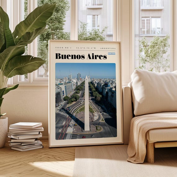 Buenos Aires Obelisk Avenida Argentina Issue 1 Retro Travel Poster