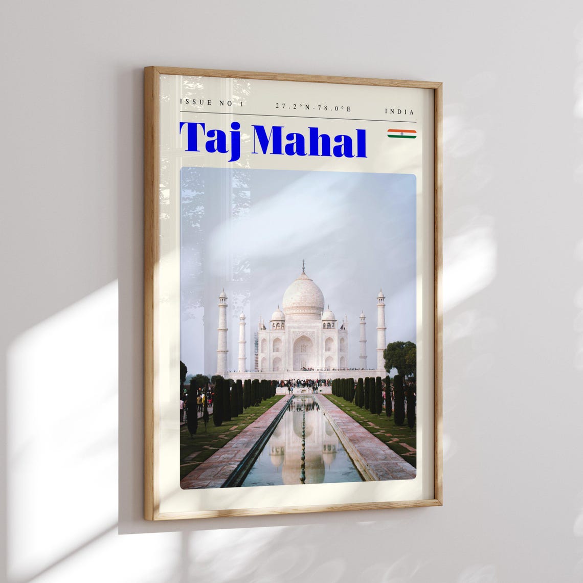 Taj Mahal India Vintage Travel Poster White Marble Mausoleum View - Image 2