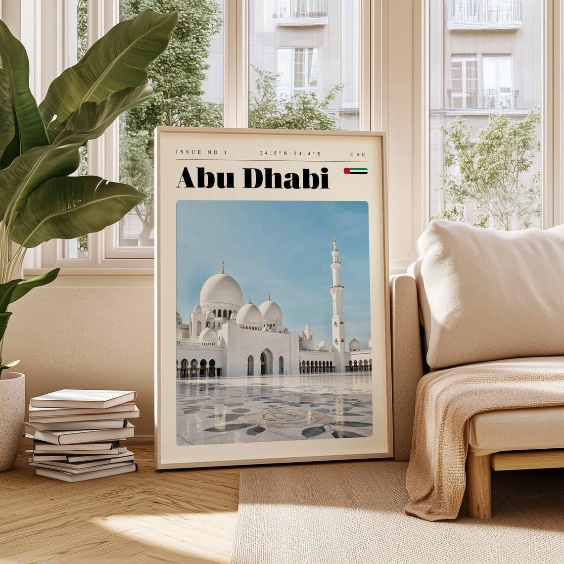 Abu Dhabi UAE Sheikh Zayed Grand Mosque White Domes Travel Poster