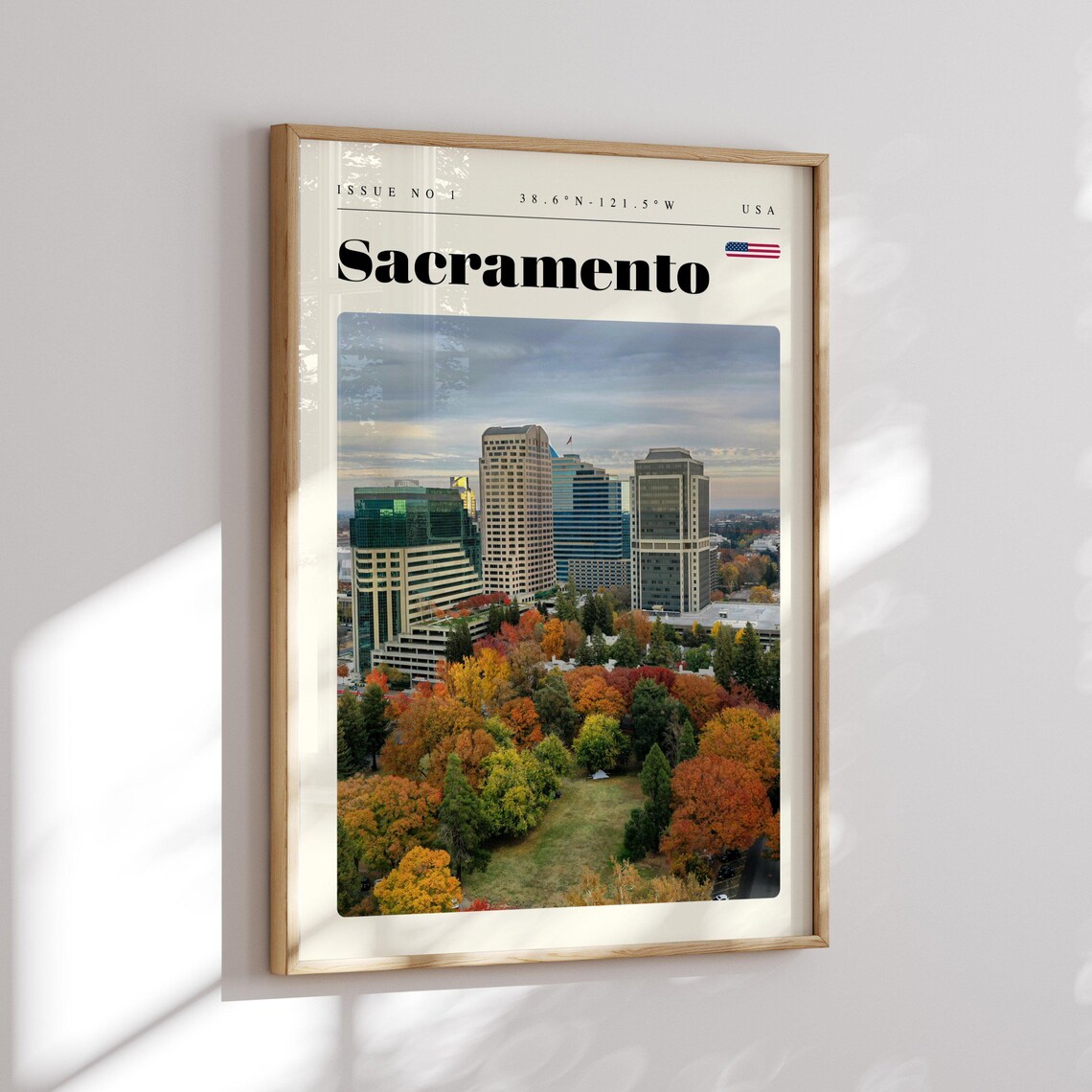 Sacramento USA Autumn Trees and Downtown Skyline Travel Poster - Image 2
