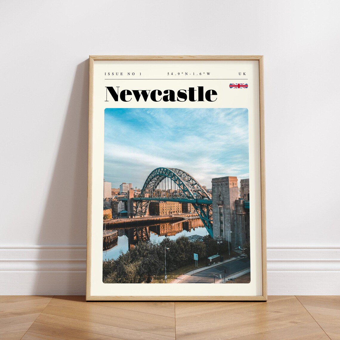 Newcastle UK Tyne Bridge River Dusk Skyline Modern Travel Poster - Image 3
