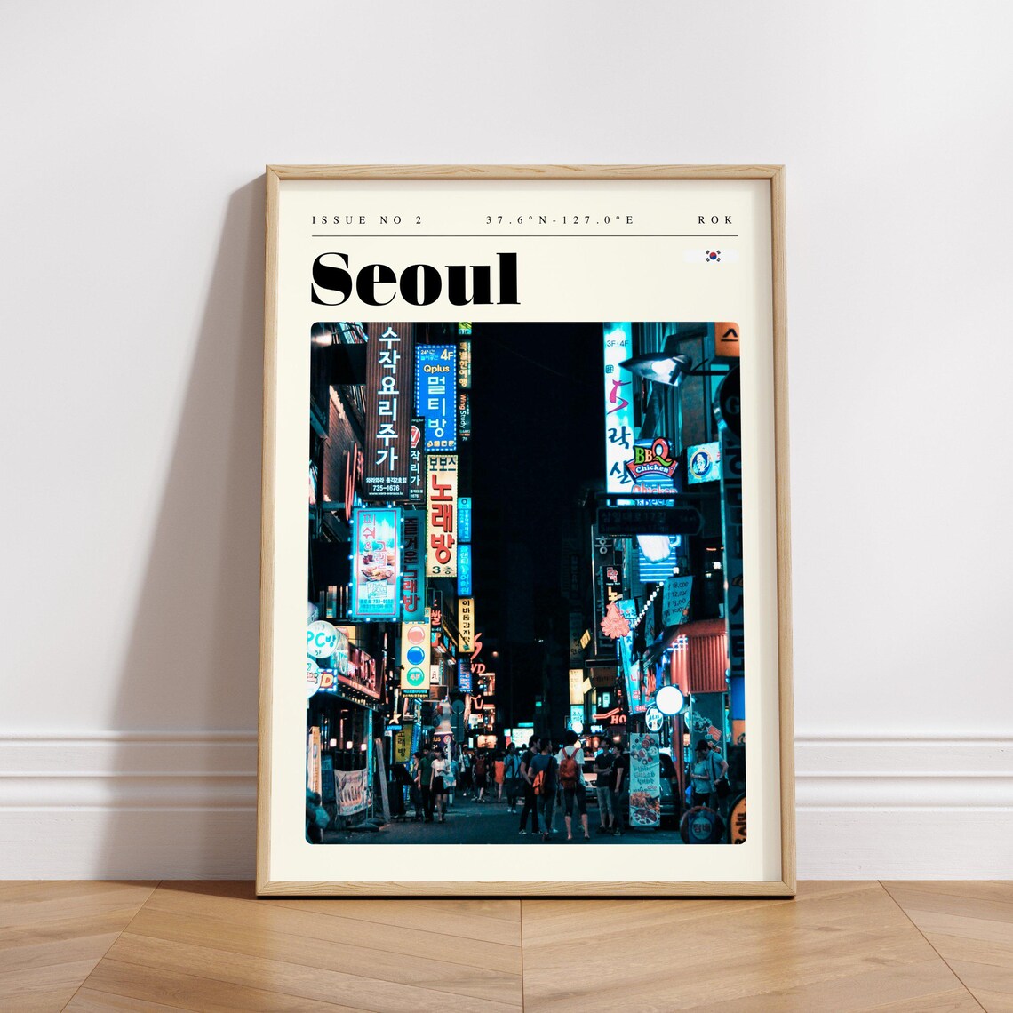 Seoul Neon Night Street Signs Modern Korean City Travel Poster - Image 3