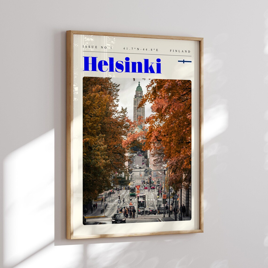Helsinki Finland Autumn Street Orange Trees City Scene Travel Poster - Image 2