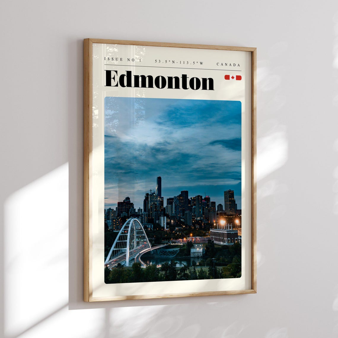 Edmonton Canada Walterdale Bridge Night Skyline Travel Poster - Image 2
