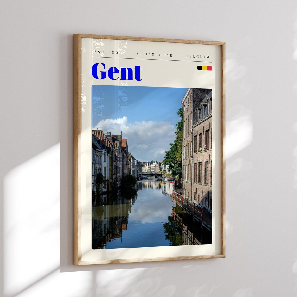 Gent Belgium Canal Reflections Historic Riverside Houses Travel Poster - Image 2
