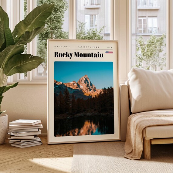 Rocky Mountain National Park Peak Lake Reflection Sunset Travel Poster