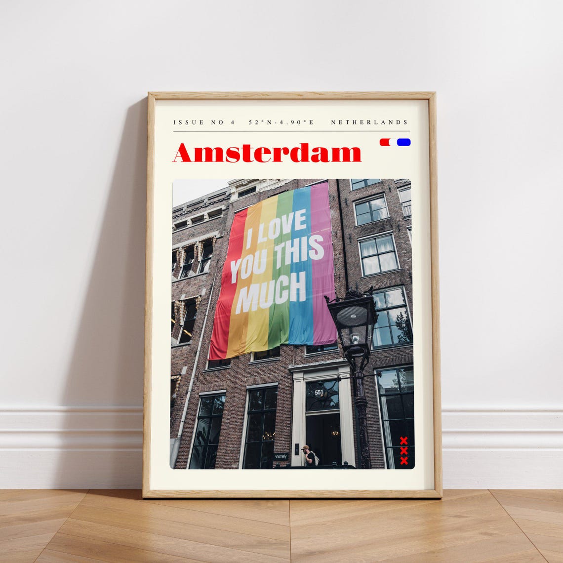 Amsterdam Netherlands Rainbow Banner Love Message Travel Poster - Image 3