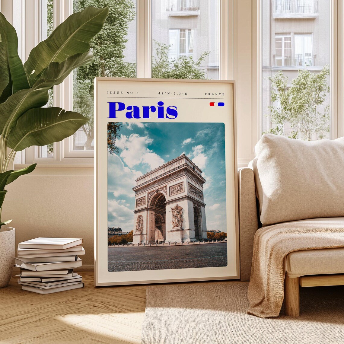 Paris France Vintage Travel Poster Arc de Triomphe Landmark View