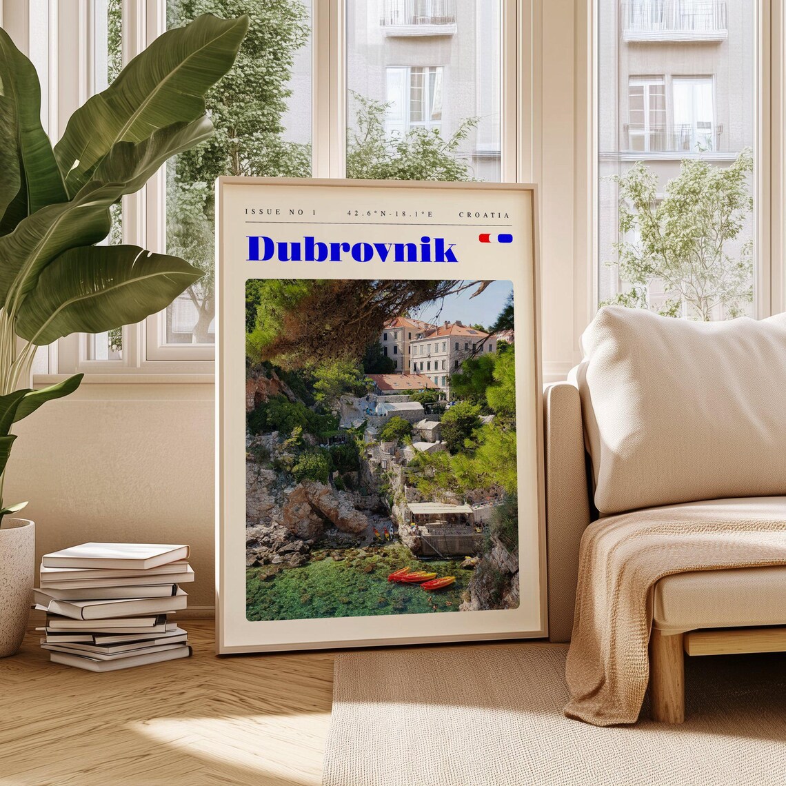 Dubrovnik Croatia Rocky Cove Kayaks Old Town Photo Travel Poster
