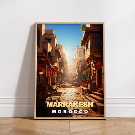 Marrakesh Travel Poster Morocco Print Retro Wall Art Wall Decor Vintage Africa Cities Art