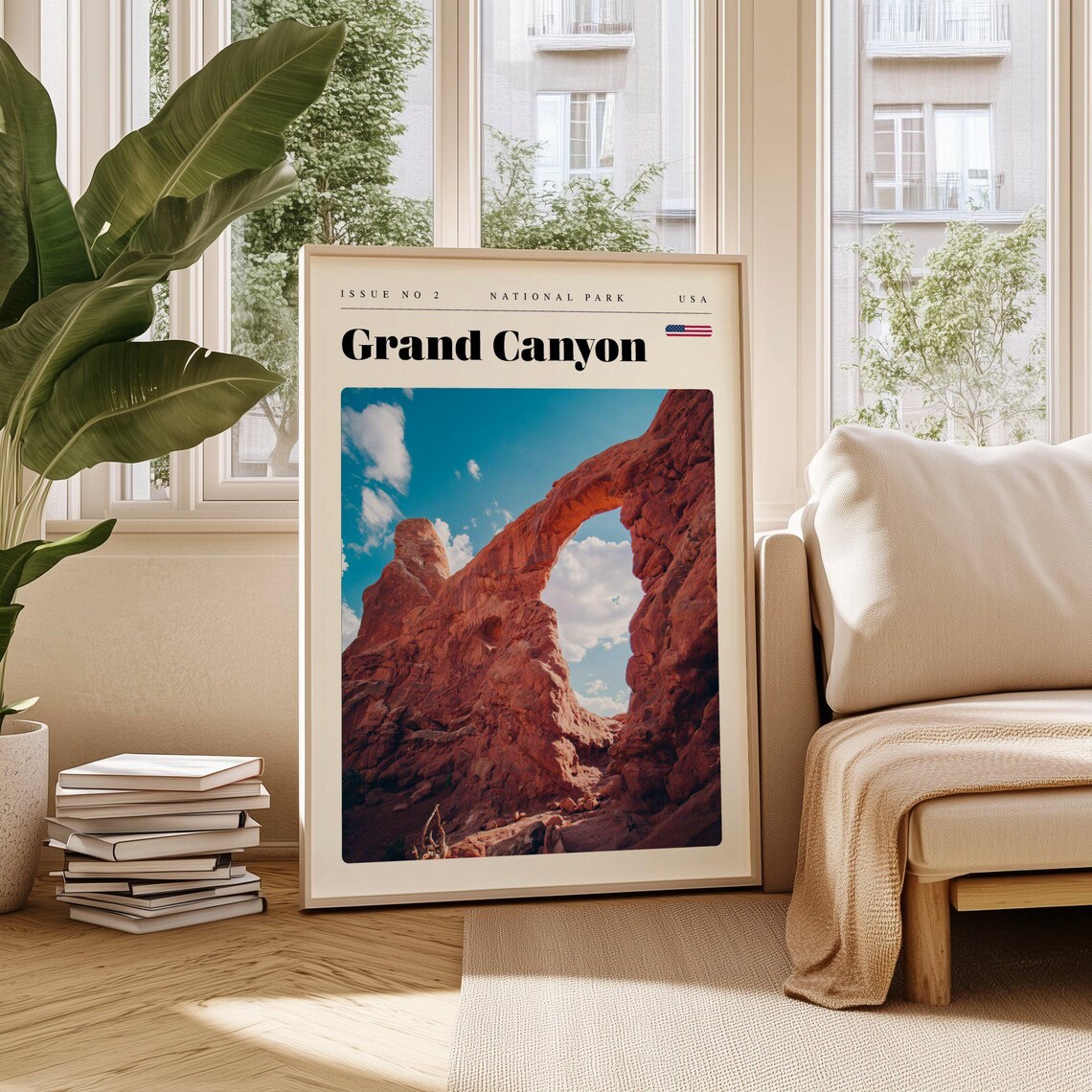 Grand Canyon Red Sandstone Arch Blue Sky Desert Travel Poster