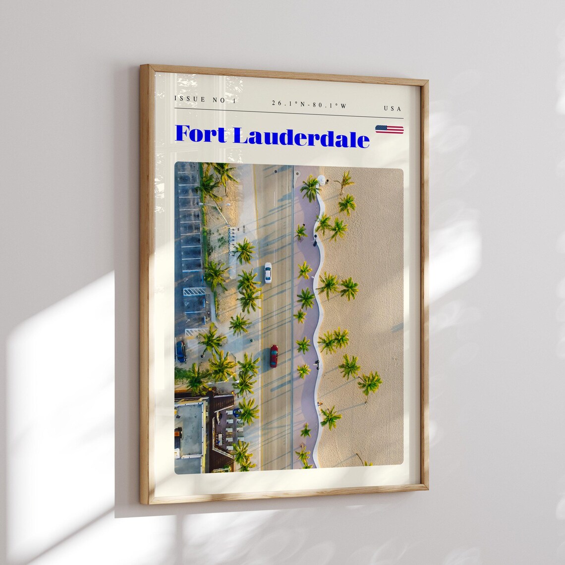 Fort Lauderdale USA Aerial Beach Road Palm Trees Shore Travel Poster - Image 2