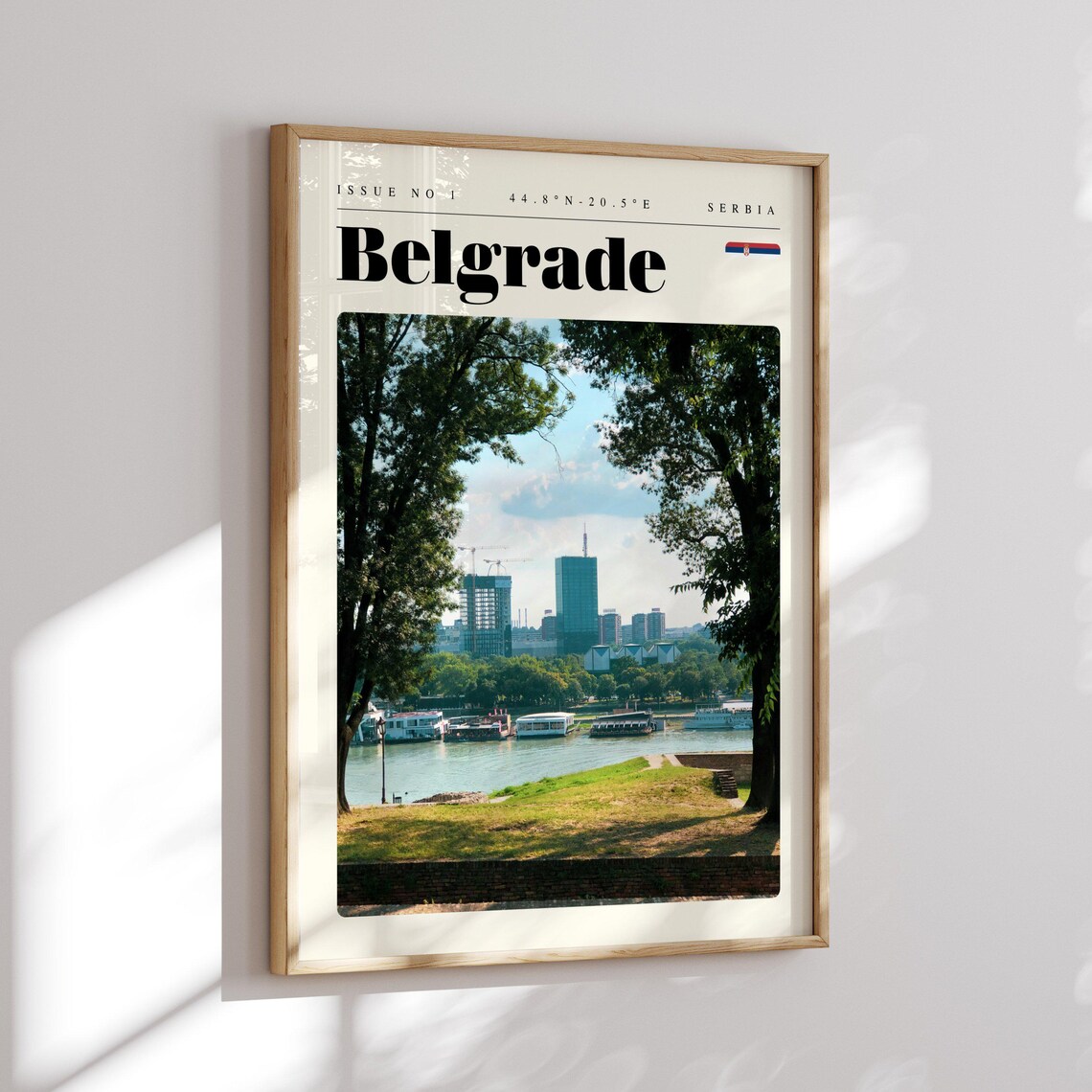 Belgrade Riverside Skyline Serbia Issue 1 Retro Travel Poster - Image 2