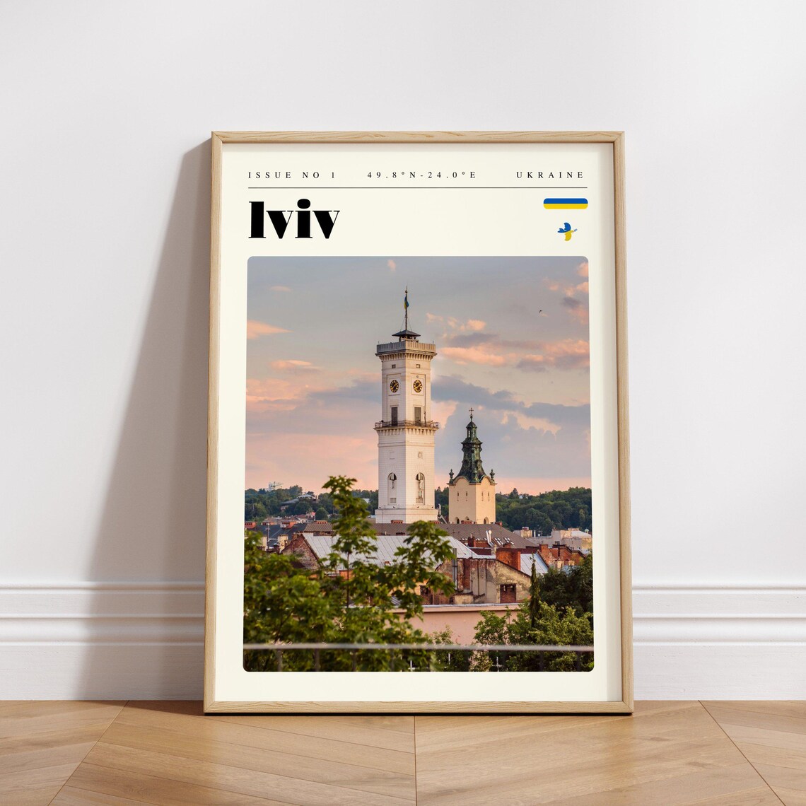 Lviv Ukraine Old Town Clock Towers Sunset Skyline Travel Poster - Image 3