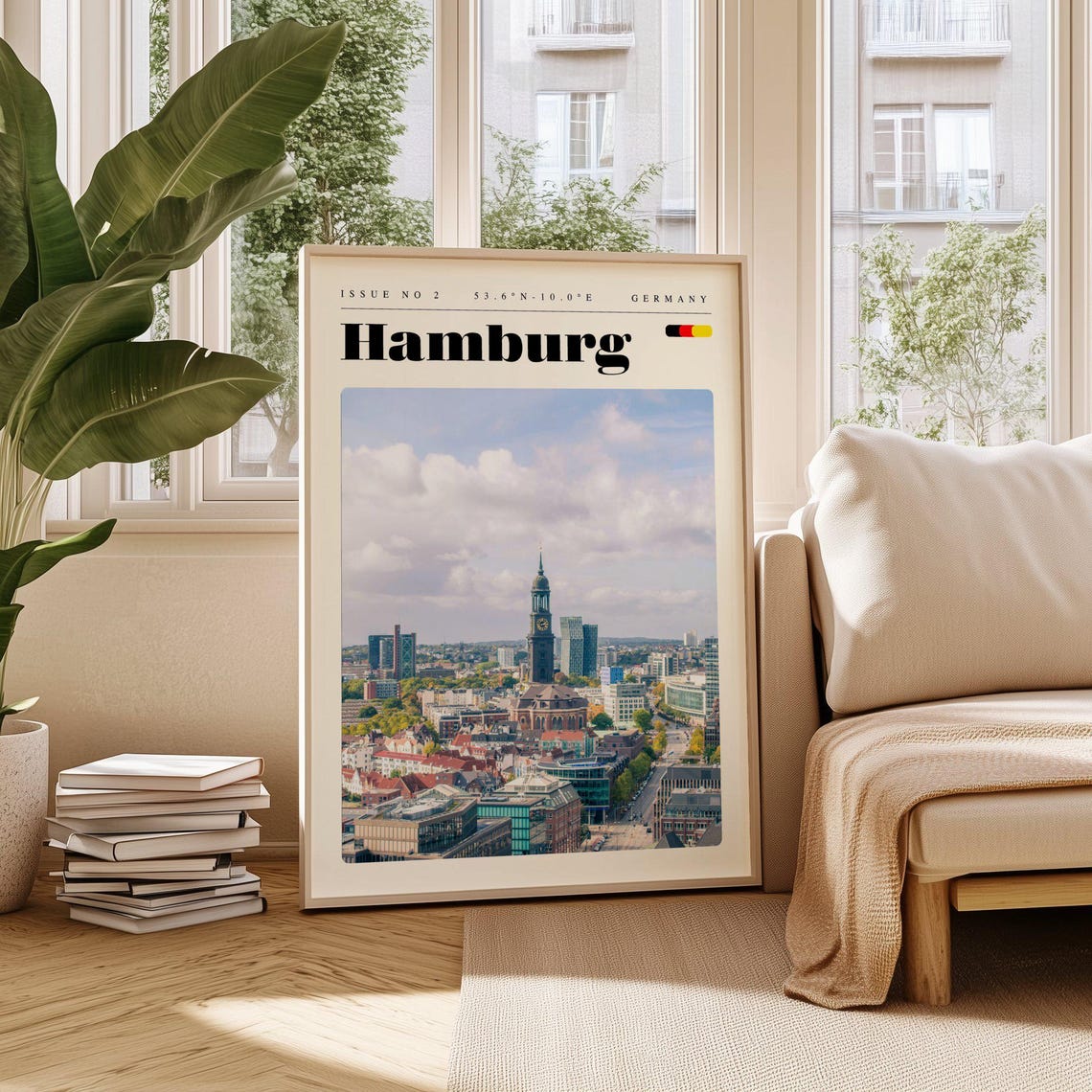 Hamburg Old Town Michel Tower Skyline Issue 2 Retro Travel Poster