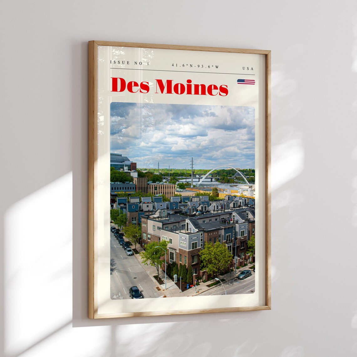 Des Moines USA City Streets Blue Sky Summer Day Travel Poster - Image 2