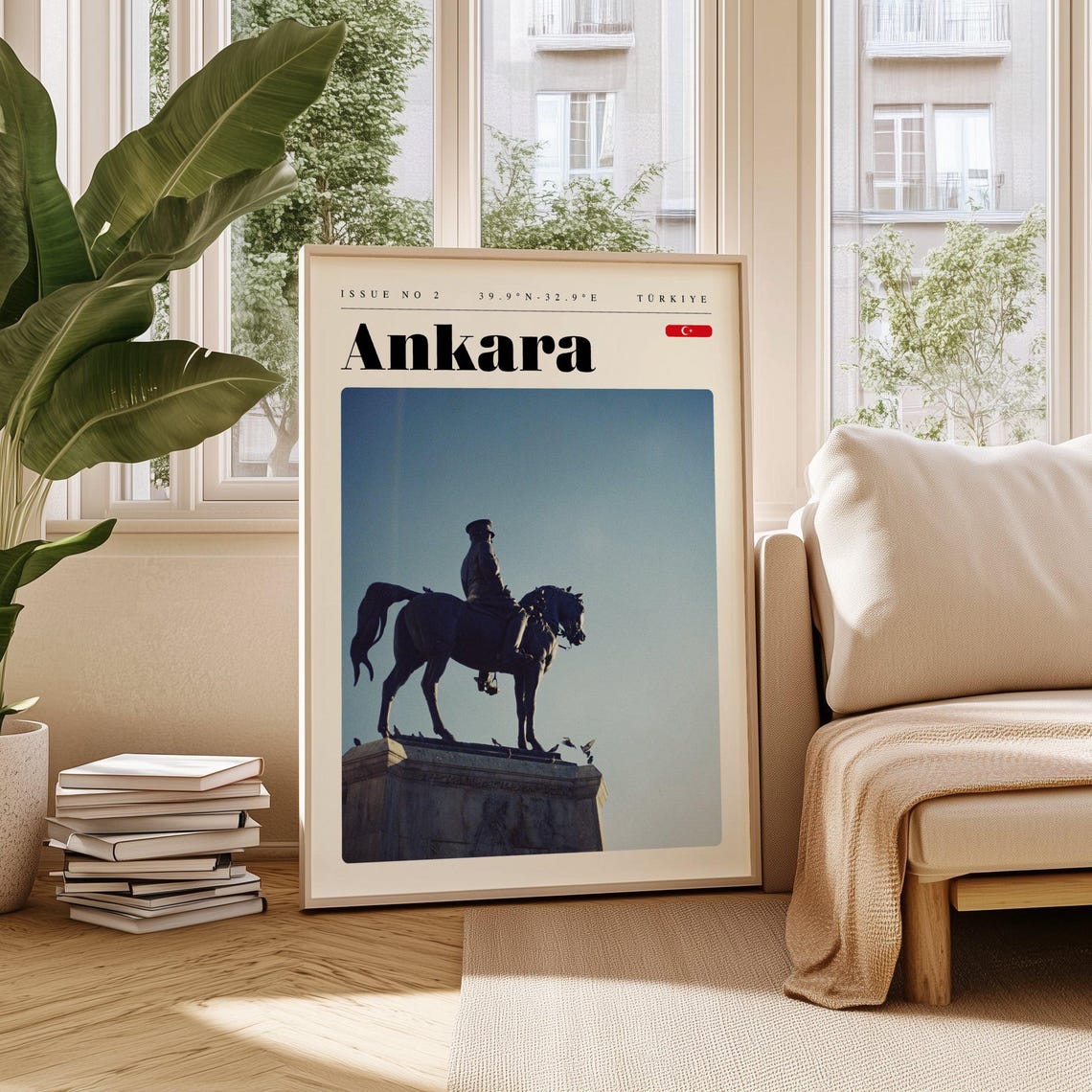 Ankara Turkiye Equestrian Statue Silhouette Photography Travel Poster