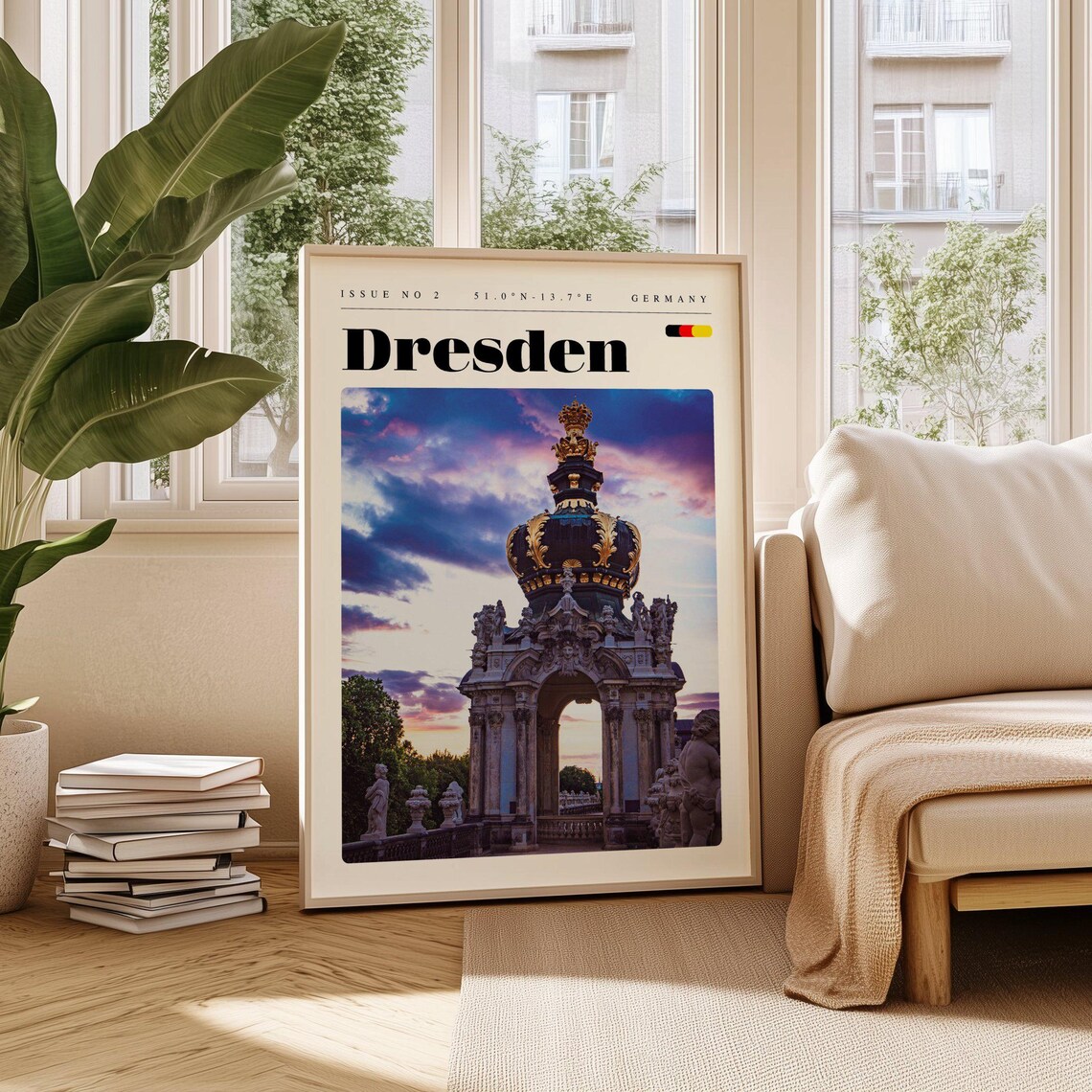 Dresden Germany Zwinger Crown Gate Baroque Sunset Travel Poster