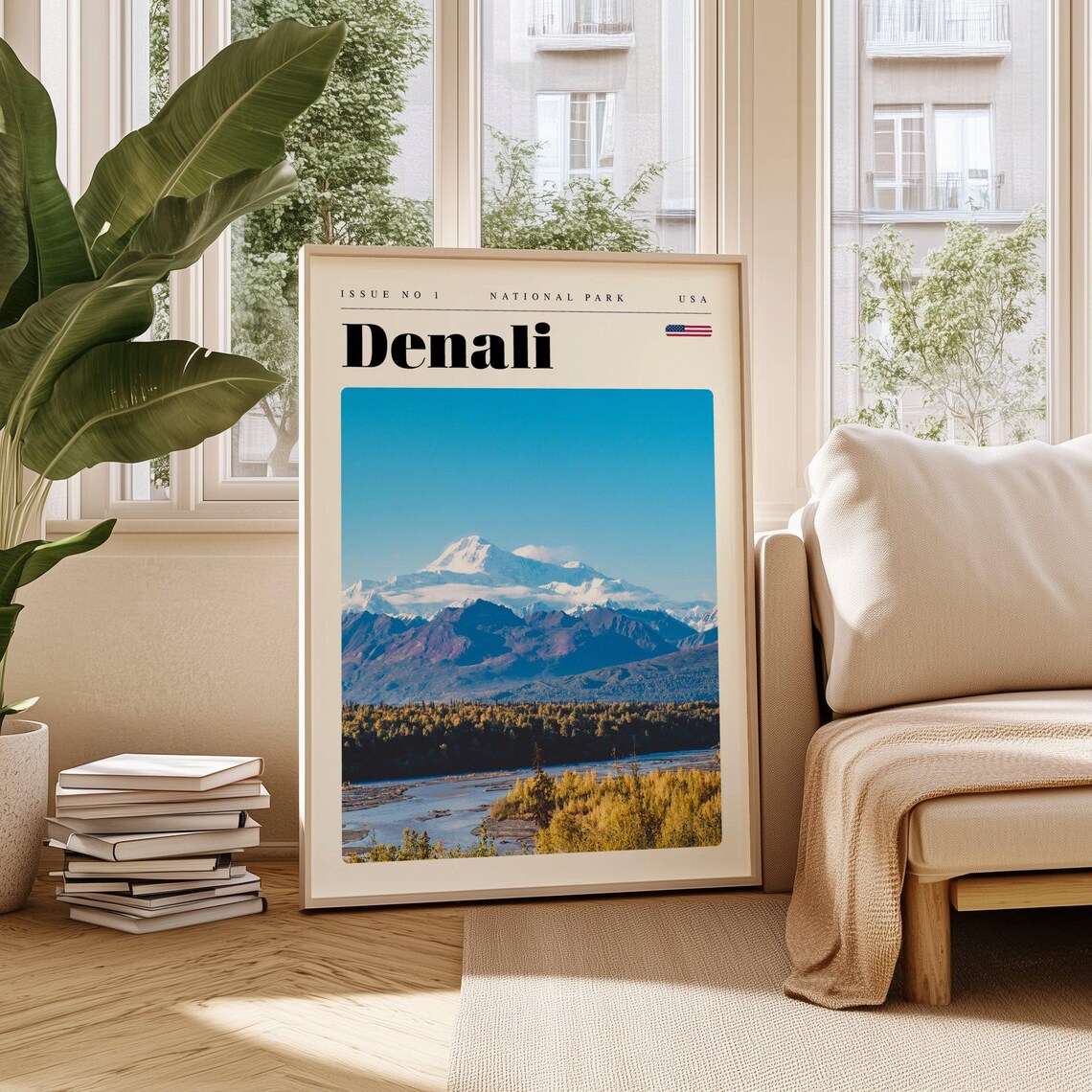 Denali National Park Alaska Snow Mountain Peak Photo Travel Poster