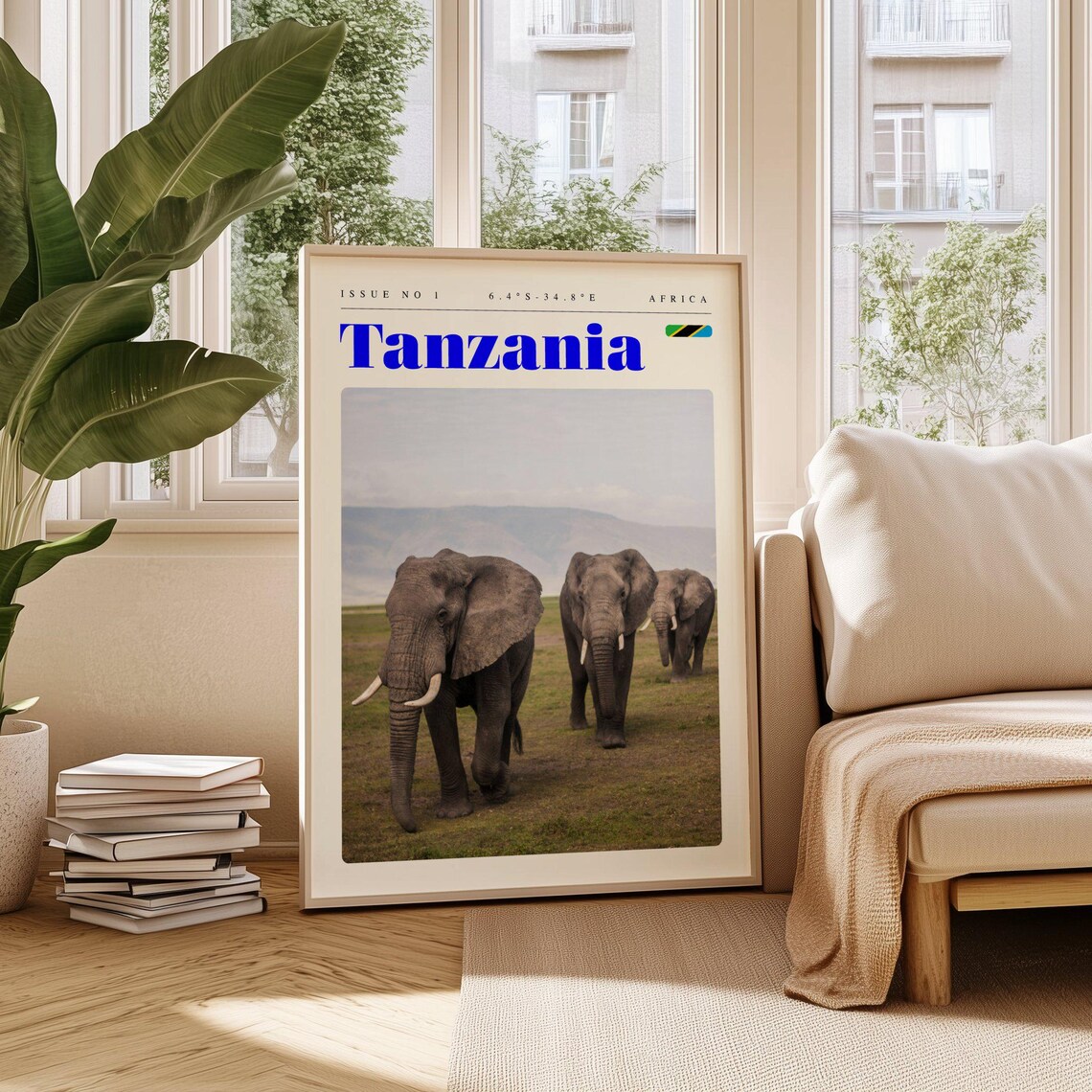 Tanzania Africa Elephant Safari Savanna Travel Photography Poster