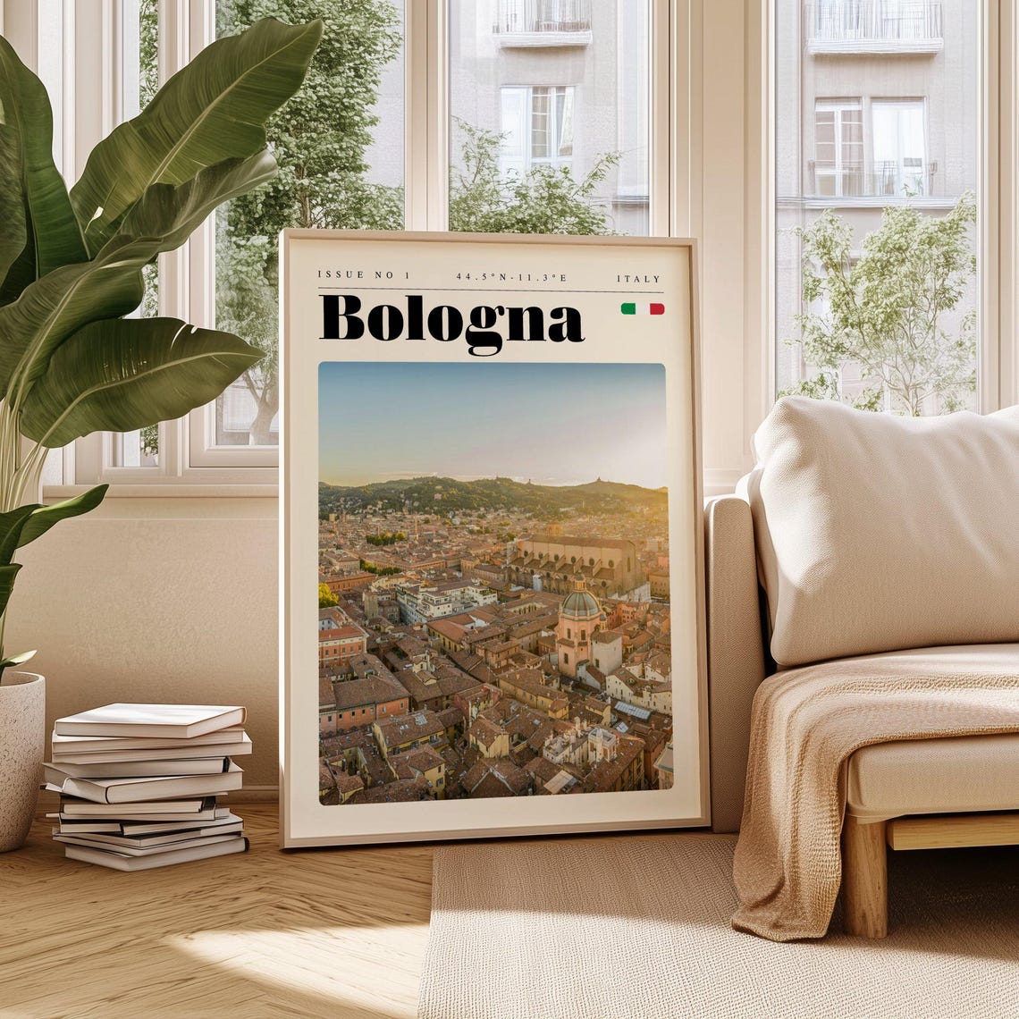 Bologna Golden Hour Rooftops Italy Issue 1 Retro Travel Poster