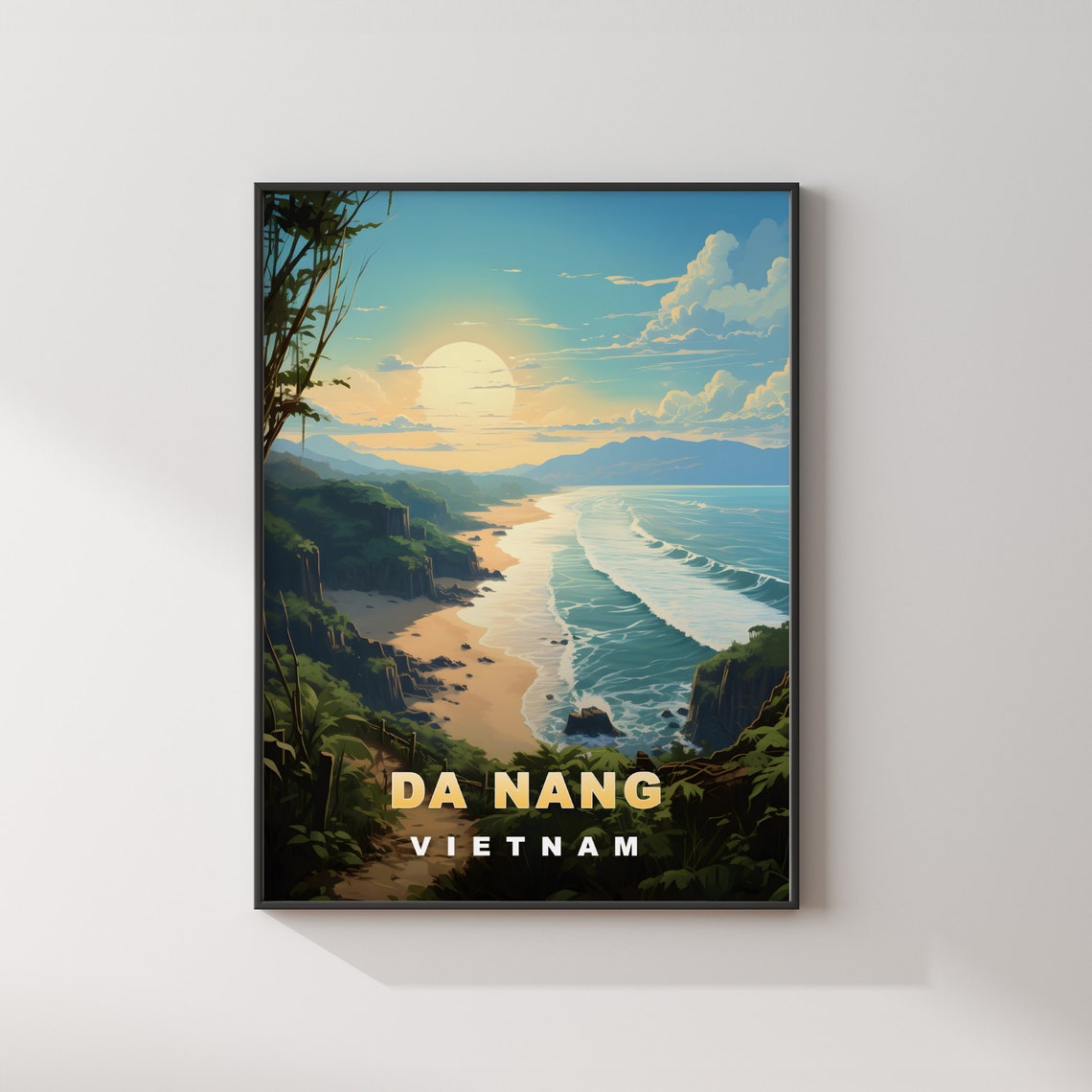 Da Nang Vietnam Beach Coastline Cliffs Morning Travel Poster - Image 2
