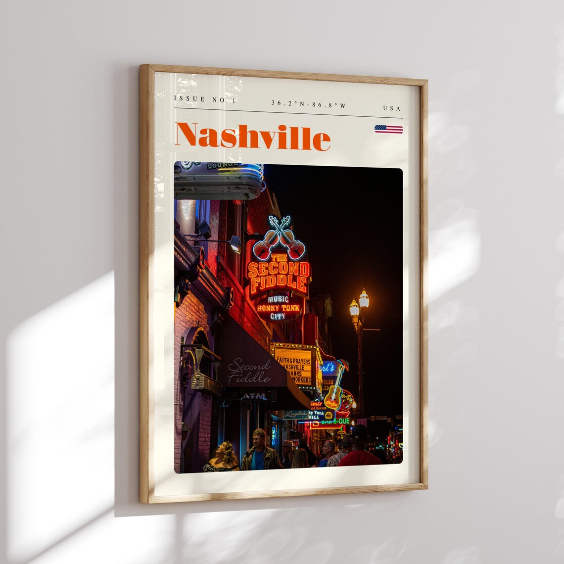 Nashville Tennessee USA Broadway Neon Night Music Street Poster - Image 2