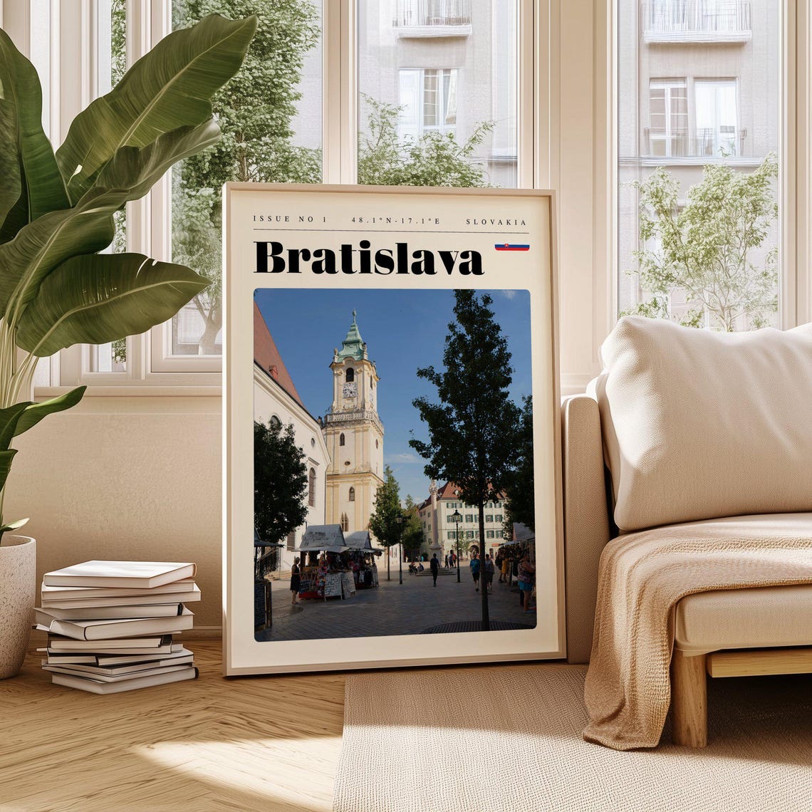 Bratislava Slovakia Old Town Square Clock Tower Travel Poster