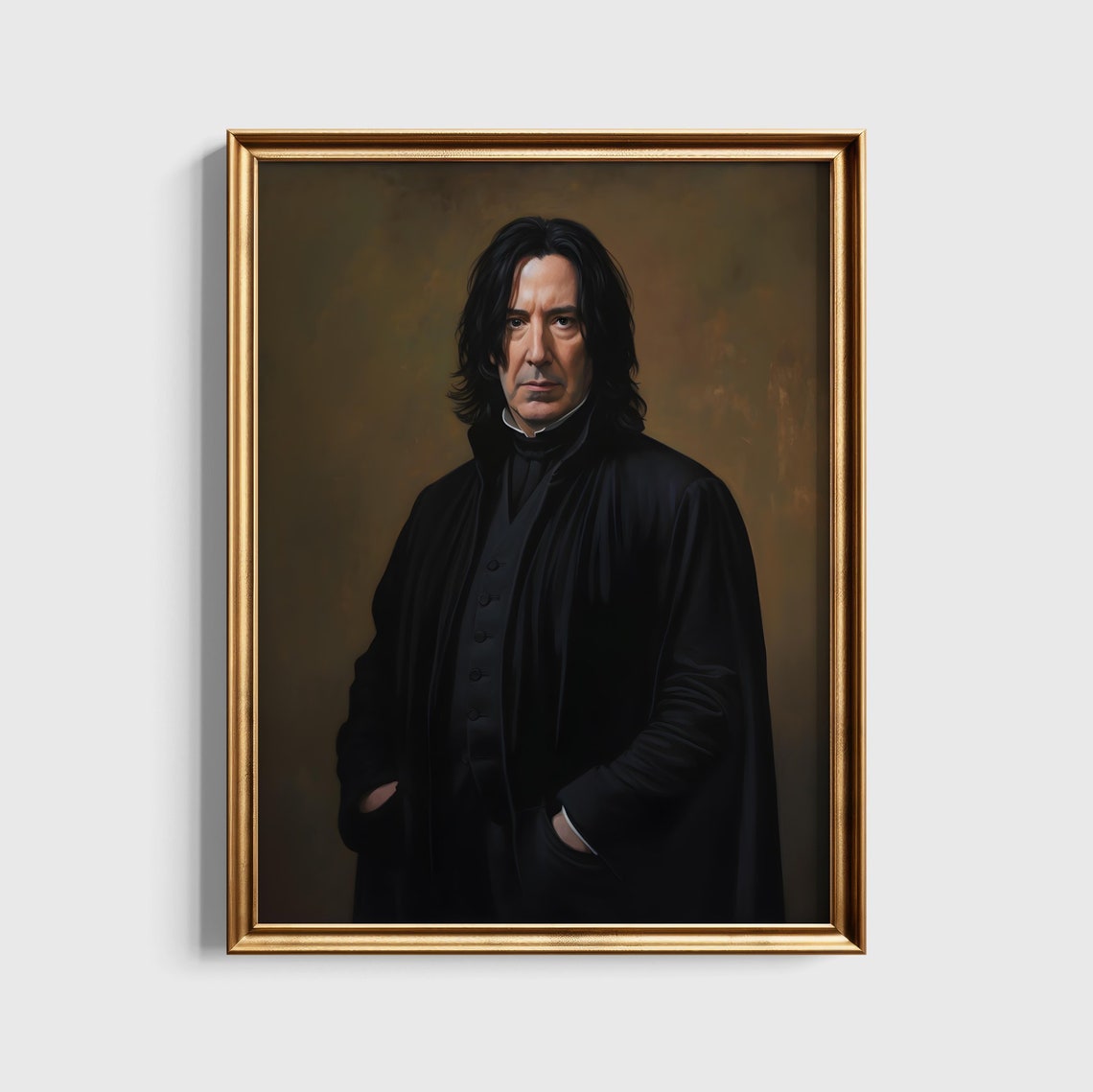 Severus Snape Stern Portrait Black Robes Wizard Oil Painting Poster