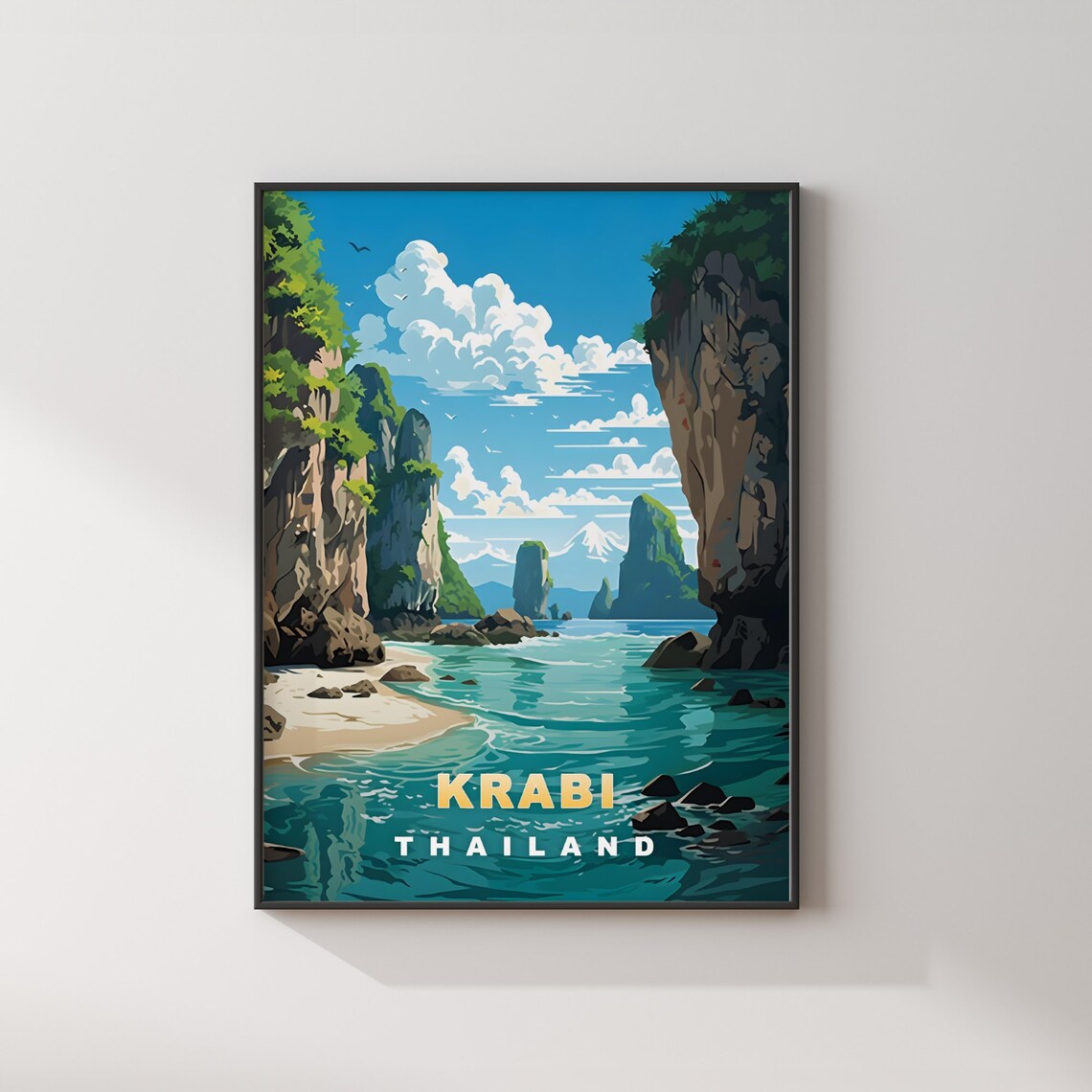 Krabi Thailand Limestone Karst Cove Turquoise Sea Travel Poster - Image 2
