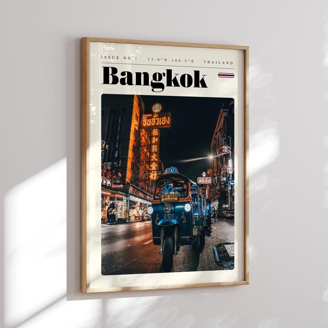 Bangkok Thailand Night Tuk Tuk Street Neon Vintage Travel Poster - Image 2