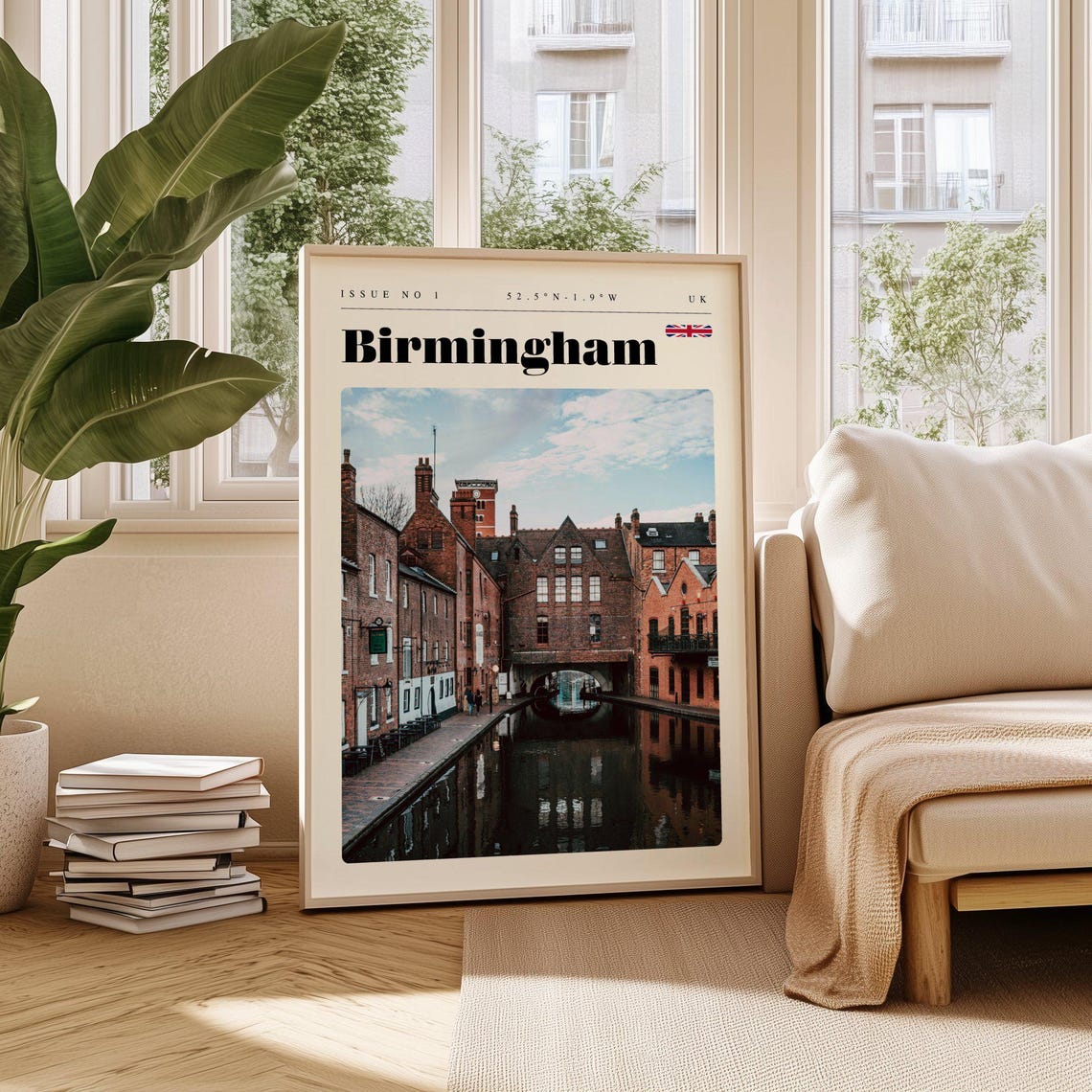 Birmingham UK Brick Canal Quarter Waterside Reflection Poster