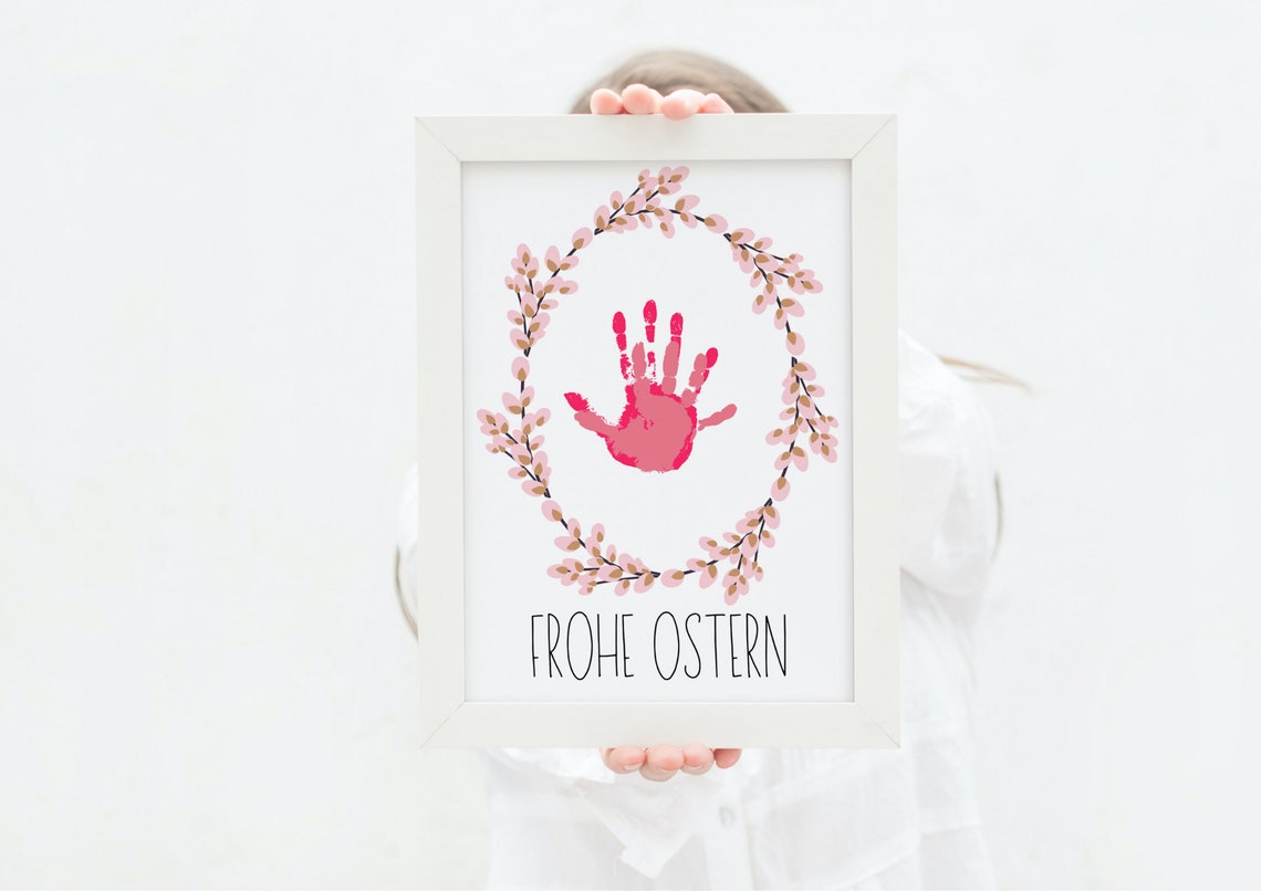 Happy Easter Handprint Flower Wreath Spring Nursery Art Poster - Image 4